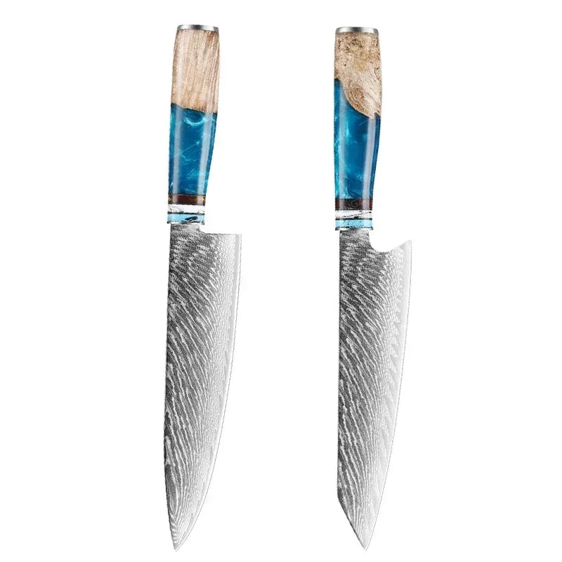 1-10pcs Japanese Santoku Knife Sharp Meat Cleaver Damascus Kitchen Knives Set Meat Cutting Chef Knife Fruit Knife Cooking Tools