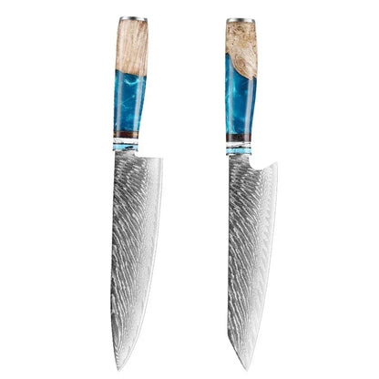 1-10pcs Japanese Santoku Knife Sharp Meat Cleaver Damascus Kitchen Knives Set Meat Cutting Chef Knife Fruit Knife Cooking Tools