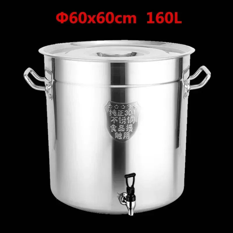 304 stainless steel pot faucet dispenser Large big capacity water storage bucket barrel soup bucket with lid soup pot cookware