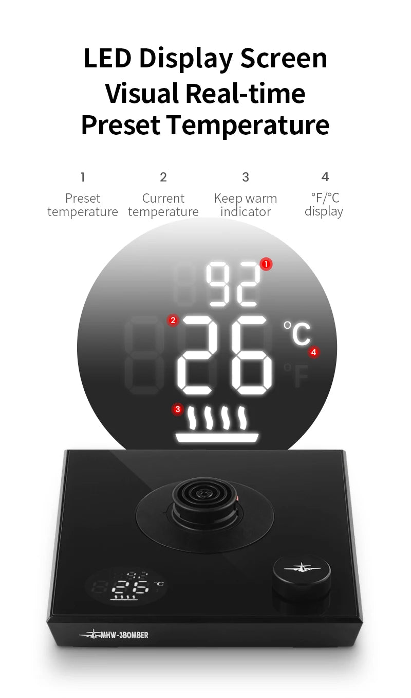 MHW-3BOMBER Smart Electric Coffee Kettle Precise Temperature Control Gooseneck Kettles Pour Over Coffee Home Barista Accessories