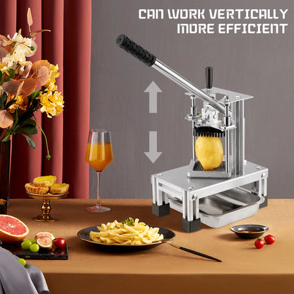 Commercial Potato Chipper Professional Potato Cutter Stainless Steel With 1/4 3/8 1/2-Inch Blade For Potatoes Carrots Cucumbers