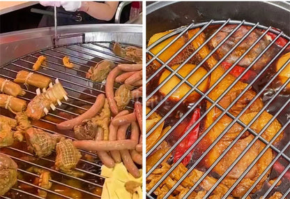 Stainless Steel 304 Food Grade 18-60CM ROUND BBQ Charcoal Grate Barbecue Grill Wire Grid Mesh Net with Two handles mesh net