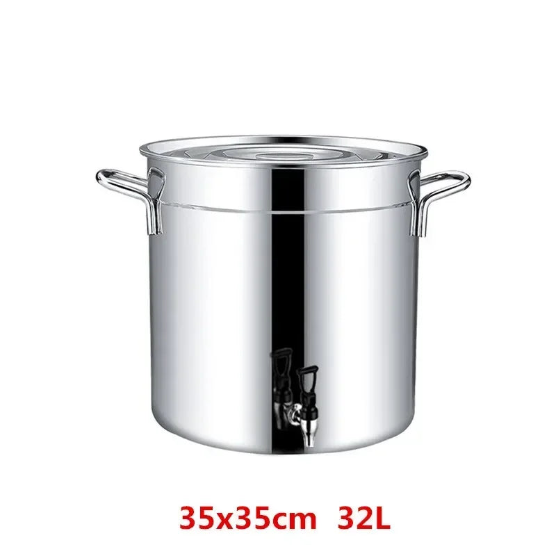 304 stainless steel pot faucet dispenser Large big capacity water storage bucket barrel soup bucket with lid soup pot cookware
