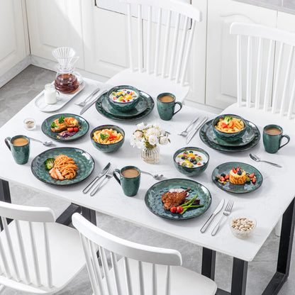 vancasso 16/32/48-Piece Starry Green Dinnerware Set,Kiln Change Glaze Porcelain Tableware Set with Dinner/Dessert Plate,Bowl,Mug