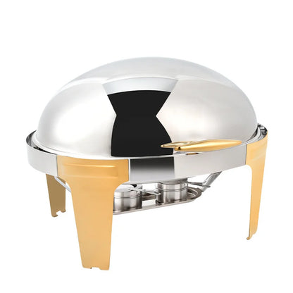 6L9L ellipse Food Warmer Stove Round Flip-Top Visual Buffet Stove Restaurant Stainless Steel Self-Service Tableware chafing dish