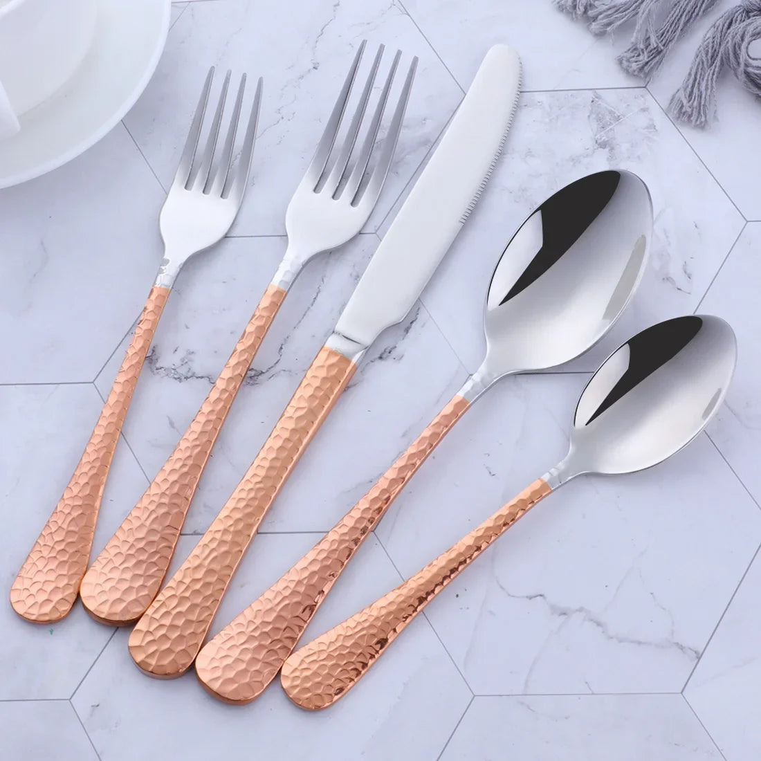 Buyer Star 5-45PCS Dream Color Flatware Gold Black Dinner Tableware Silverware Dinner Fork Spoon Knife Cutlery Set Drop Shipping