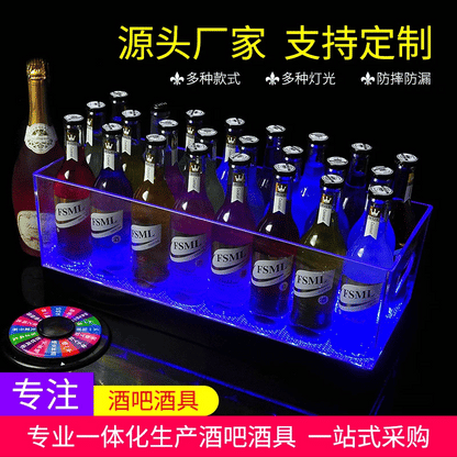 12-24 Capacity Transparent Acrylic PC Material LED White / Colorful KTV Bar Champagne Cocktail Ice Bucket Beer Plastic Wine Box