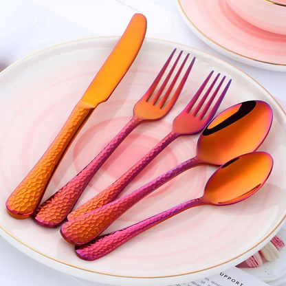 Buyer Star 5-45PCS Dream Color Flatware Gold Black Dinner Tableware Silverware Dinner Fork Spoon Knife Cutlery Set Drop Shipping