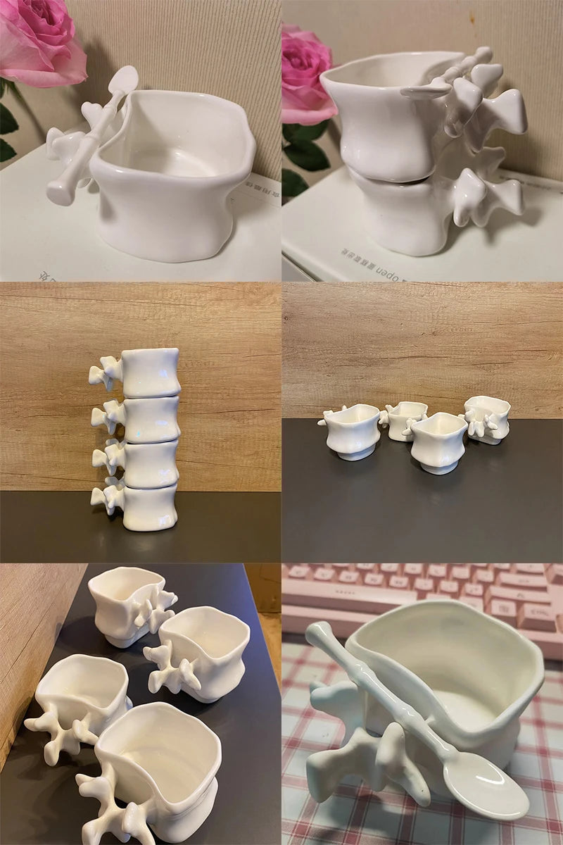 TingKe-Nordic Ins Style Creative Spine Shape Combination Ceramic Coffee Cup, Water Cup, Funny Orthopedic Doctor Gift, Bone Mug
