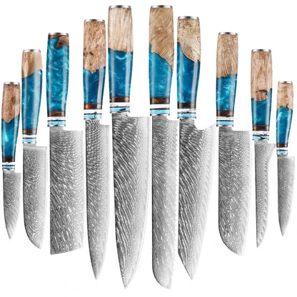 1-10pcs Japanese Santoku Knife Sharp Meat Cleaver Damascus Kitchen Knives Set Meat Cutting Chef Knife Fruit Knife Cooking Tools
