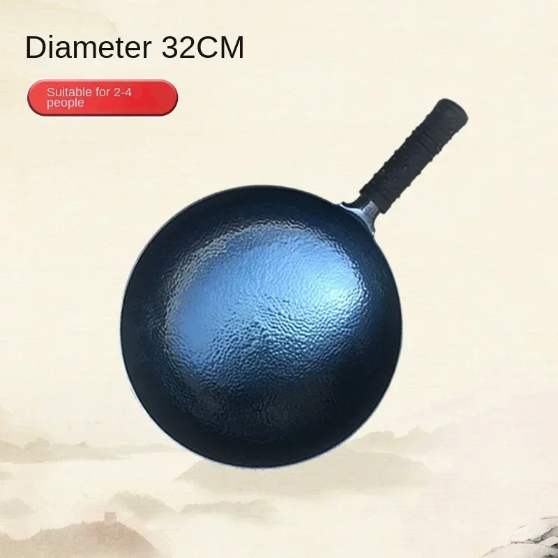 Zhangqiu Iron Pan Hand-Forged Household Wok Uncoated Scale Wok Non-Stick Pan Old Fashioned Wok Wholesale