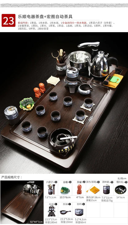 Solid Wood Tea Tray Purple Sand Kung Fu Tea Set Home  Induction Cooker Drinkware Tazas De Te Coffeeware Teawar