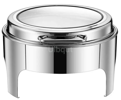 6L9L ellipse Food Warmer Stove Round Flip-Top Visual Buffet Stove Restaurant Stainless Steel Self-Service Tableware chafing dish