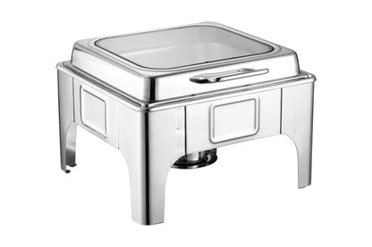 6L9L ellipse Food Warmer Stove Round Flip-Top Visual Buffet Stove Restaurant Stainless Steel Self-Service Tableware chafing dish