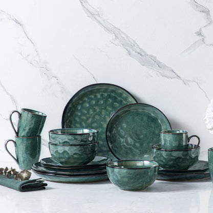 vancasso 16/32/48-Piece Starry Green Dinnerware Set,Kiln Change Glaze Porcelain Tableware Set with Dinner/Dessert Plate,Bowl,Mug