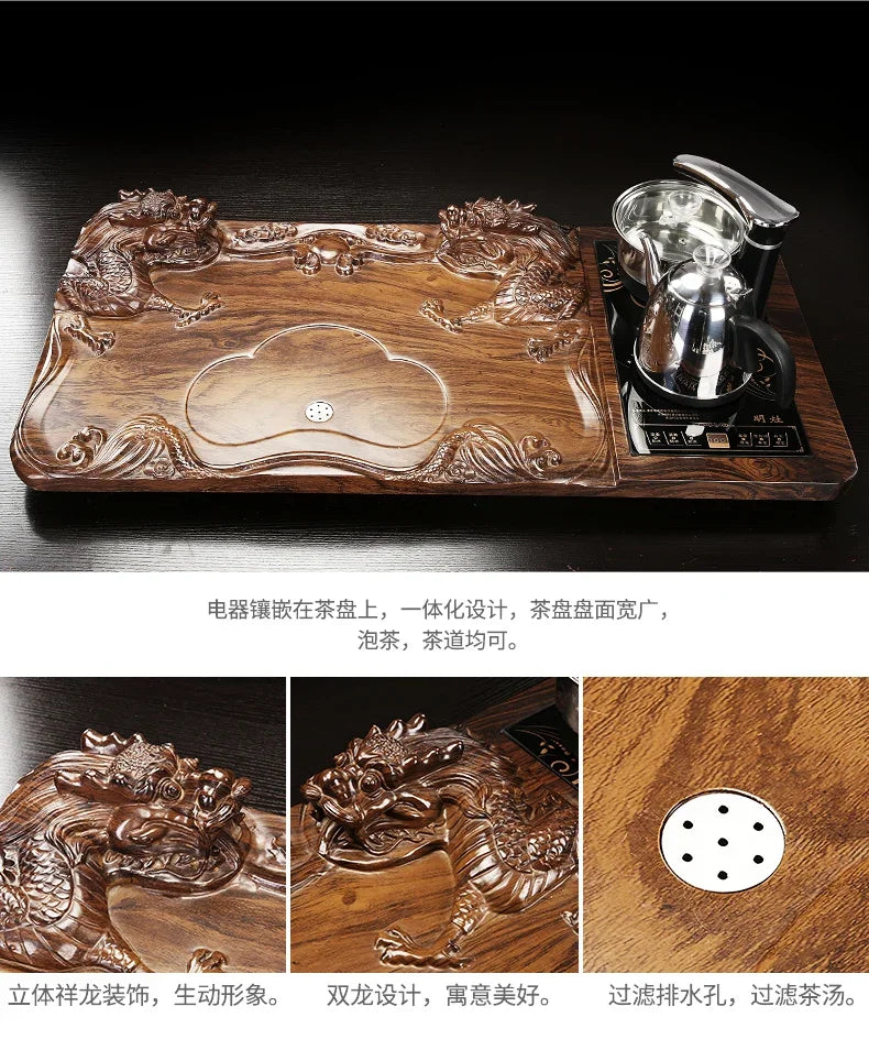 Solid Wood Tea Tray Purple Sand Kung Fu Tea Set Home  Induction Cooker Drinkware Tazas De Te Coffeeware Teawar