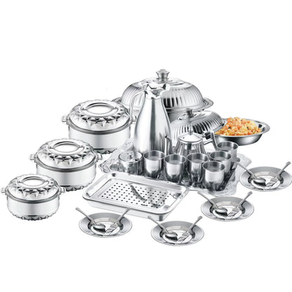 3/4/6/21/28PCS Double-Deck Stainless Steel Silver Pots Sets Cuisine Lunchboxes Food Container Heat Preservation Insulation Box