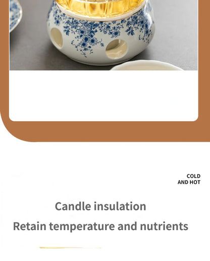 Ceramic tea set Garden style English style afternoon tea retro flower tea teapot can be heated blue and white cup saucer pot set