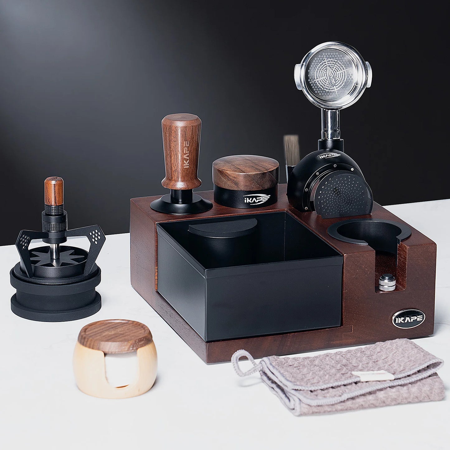IKAPE Espresso products Wooden set, Coffee Tool Set with V5 Know Box, Coffee Utensils Gift Set for Baristas