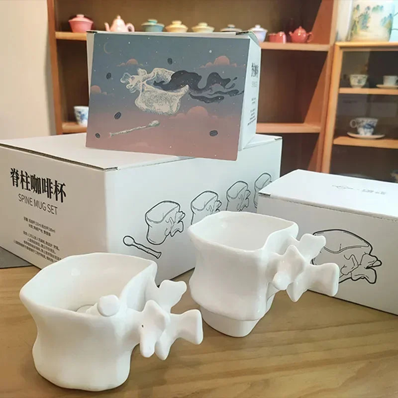 TingKe-Nordic Ins Style Creative Spine Shape Combination Ceramic Coffee Cup, Water Cup, Funny Orthopedic Doctor Gift, Bone Mug