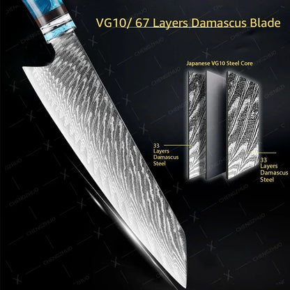 1-10pcs Japanese Santoku Knife Sharp Meat Cleaver Damascus Kitchen Knives Set Meat Cutting Chef Knife Fruit Knife Cooking Tools