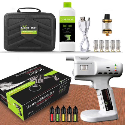Cocktail Smoke Gun, Vapour Blaster Cocktail Bubble Smoke Gun with 5-Flavour Aroma Liquid and Edible Bubble for Food and Drink