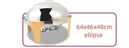 6L9L ellipse Food Warmer Stove Round Flip-Top Visual Buffet Stove Restaurant Stainless Steel Self-Service Tableware chafing dish