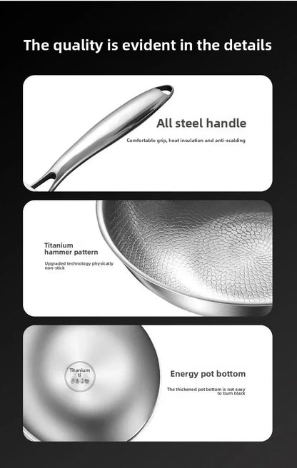 Titanium Wok Uncoated Titanium Wok Household Flat Bottom Non-stick Wok