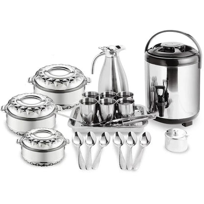 3/4/6/21/28PCS Double-Deck Stainless Steel Silver Pots Sets Cuisine Lunchboxes Food Container Heat Preservation Insulation Box