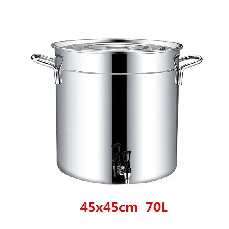 304 stainless steel pot faucet dispenser Large big capacity water storage bucket barrel soup bucket with lid soup pot cookware