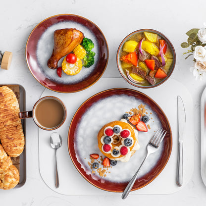 vancasso 16/32/48 Piece Starry Dinner Set,Kiln Change Glaze Tableware Dinner Service with Dinner Plate,Dessert Plate,Bowl,Mug