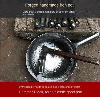 Zhangqiu Iron Pan Hand-Forged Household Wok Uncoated Scale Wok Non-Stick Pan Old Fashioned Wok Wholesale
