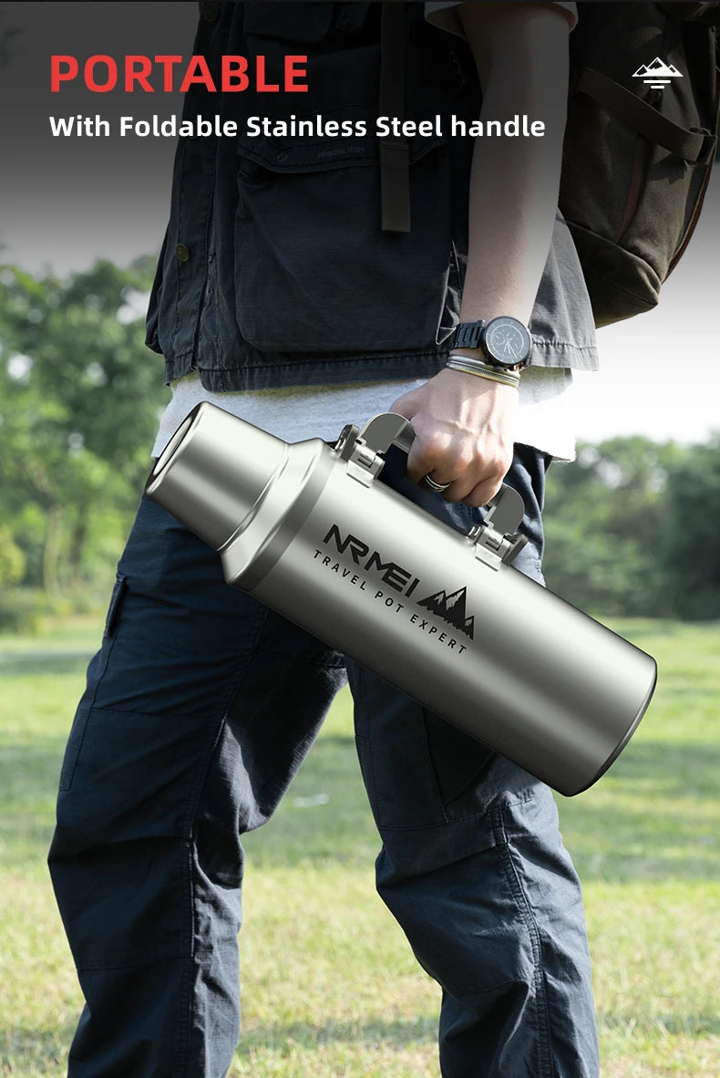 Stainless Steel Thermos Bottle, Vacuum Flask, Large Capacity, Outdoor Portable Thermal Jug, Insulated Water Bottle, 3.0L, 4.0L