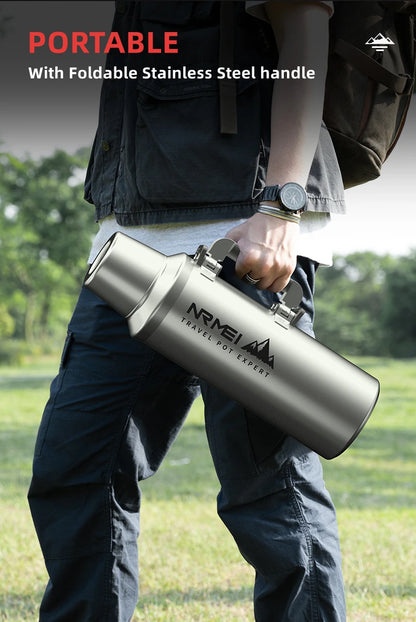 Stainless Steel Thermos Bottle, Vacuum Flask, Large Capacity, Outdoor Portable Thermal Jug, Insulated Water Bottle, 3.0L, 4.0L