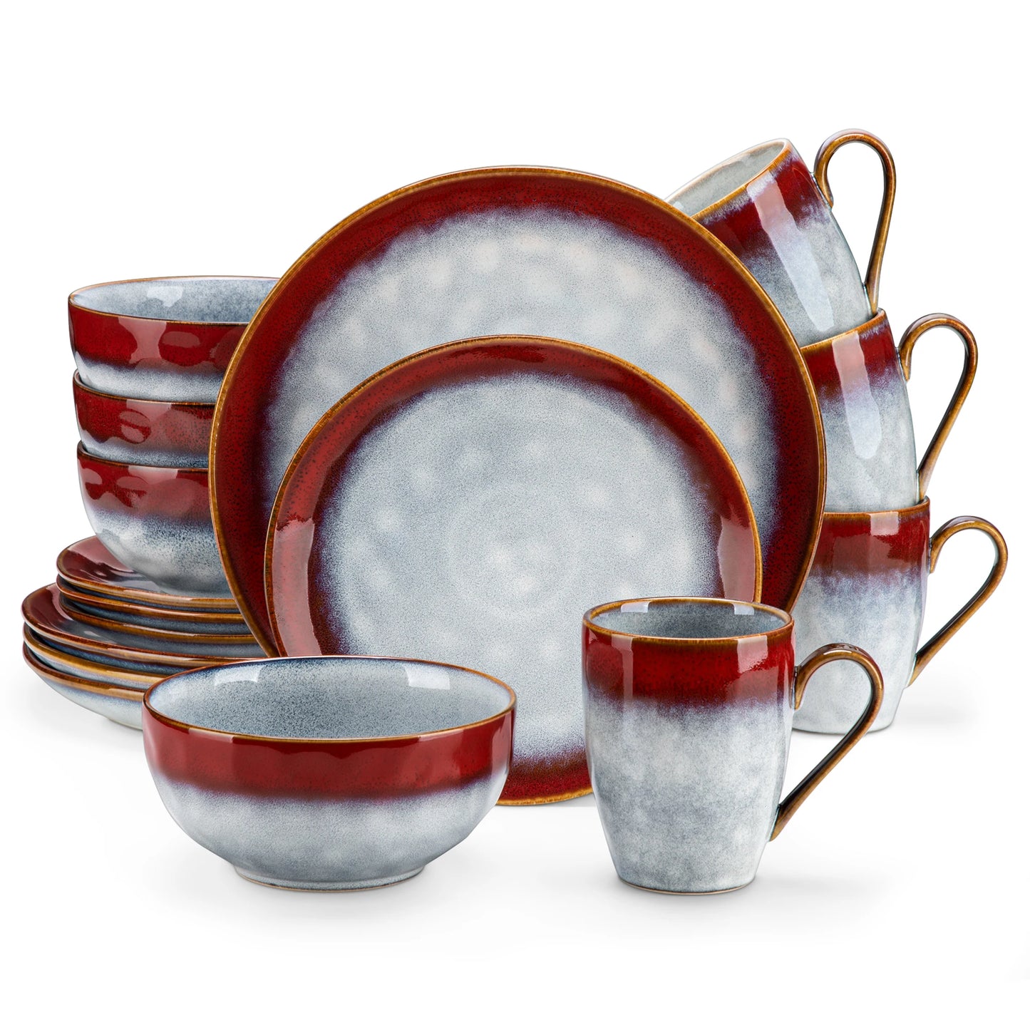 vancasso 16/32/48 Piece Starry Dinner Set,Kiln Change Glaze Tableware Dinner Service with Dinner Plate,Dessert Plate,Bowl,Mug