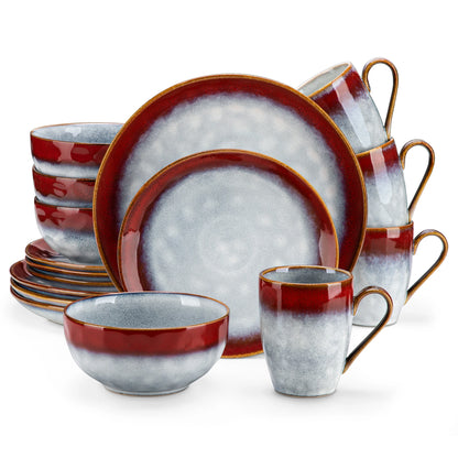 vancasso 16/32/48 Piece Starry Dinner Set,Kiln Change Glaze Tableware Dinner Service with Dinner Plate,Dessert Plate,Bowl,Mug
