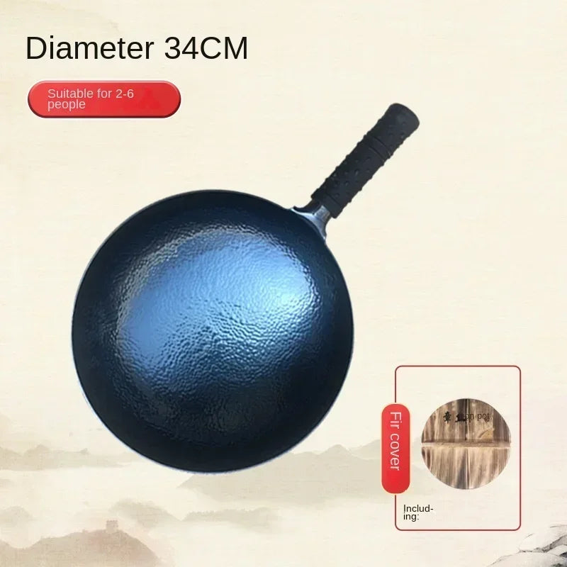 Zhangqiu Iron Pan Hand-Forged Household Wok Uncoated Scale Wok Non-Stick Pan Old Fashioned Wok Wholesale