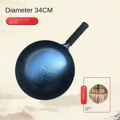 Zhangqiu Iron Pan Hand-Forged Household Wok Uncoated Scale Wok Non-Stick Pan Old Fashioned Wok Wholesale