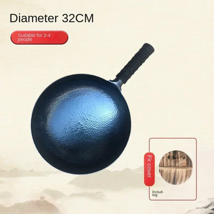 Zhangqiu Iron Pan Hand-Forged Household Wok Uncoated Scale Wok Non-Stick Pan Old Fashioned Wok Wholesale