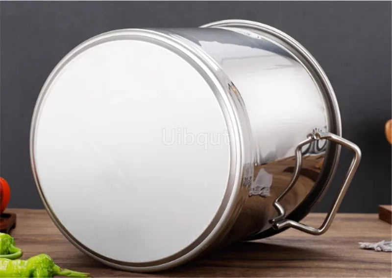 large Stainless steel thick Soup pot with handle lid big pot bucket pail water barrel household chef used kitchen cooking pots