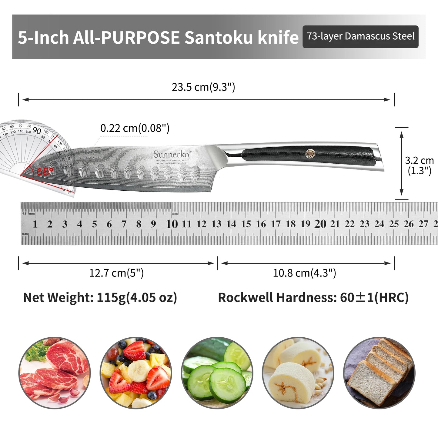 Sunnecko 1-8PCS/Set Chef's Knives 73 Layers VG10 Damascus Steel Japanese Slicing Knife Utility Paring Cleaver Cutting Knife