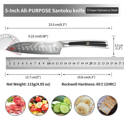 Sunnecko 1-8PCS/Set Chef's Knives 73 Layers VG10 Damascus Steel Japanese Slicing Knife Utility Paring Cleaver Cutting Knife