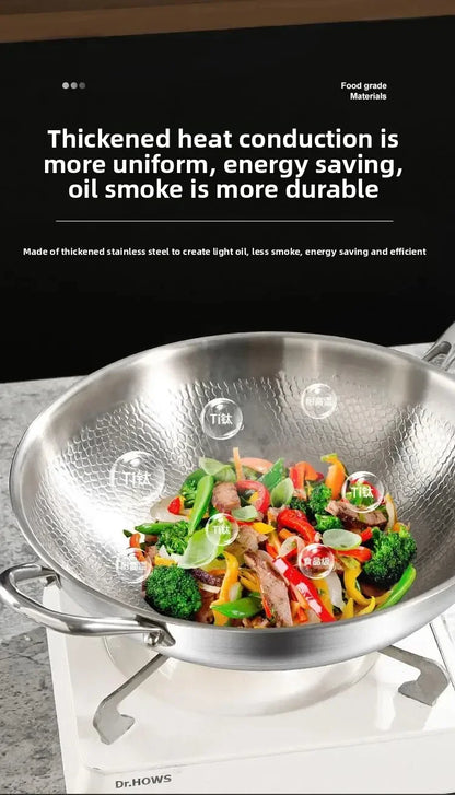 Titanium Wok Uncoated Titanium Wok Household Flat Bottom Non-stick Wok