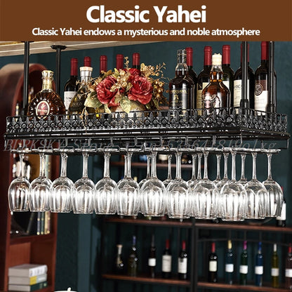 Metal Wine Glass Rack Upside Down Ceiling Hanging Goblet Glass Cup Holder Hanger Storage Home Bar Pub Wine Shelf Rack Organizer