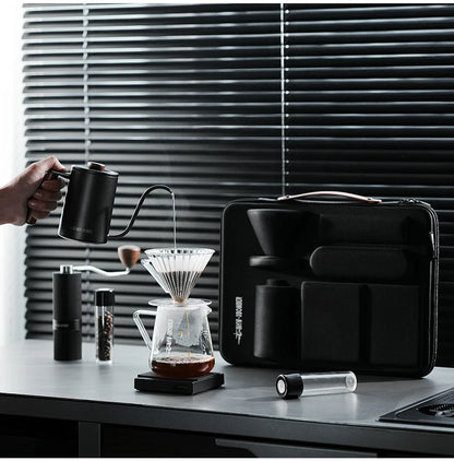 MHW-3BOMBER Pour Over Coffee Kits with Dripper Coffee Pot Coffee Grinder Scale Portable Handbag Outdoor Barista Christmas Gifts