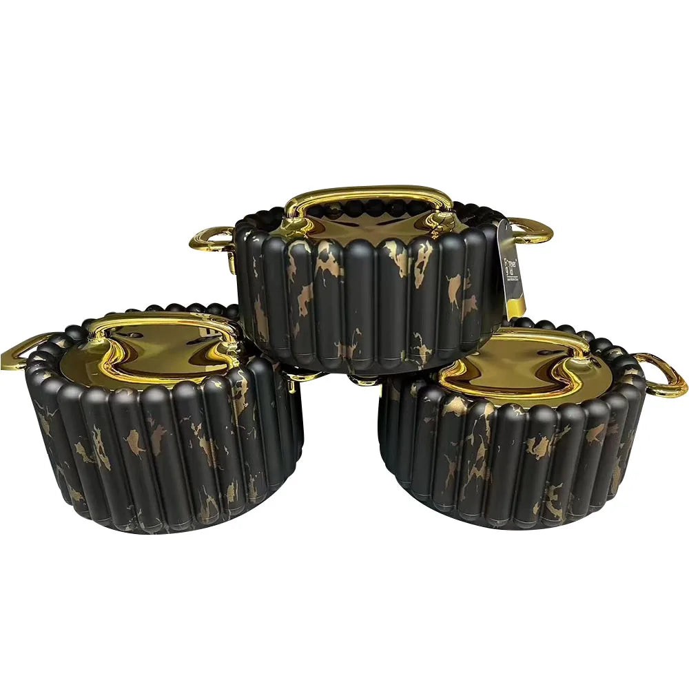 3PCS Food Insulated Box Double Layer Insulated Box with Columns 1.5L-2L-2.5L Food Heater Buffer Serving Set casserole Food Warme