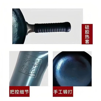 Zhangqiu Iron Pan Hand-Forged Household Wok Uncoated Scale Wok Non-Stick Pan Old Fashioned Wok Wholesale