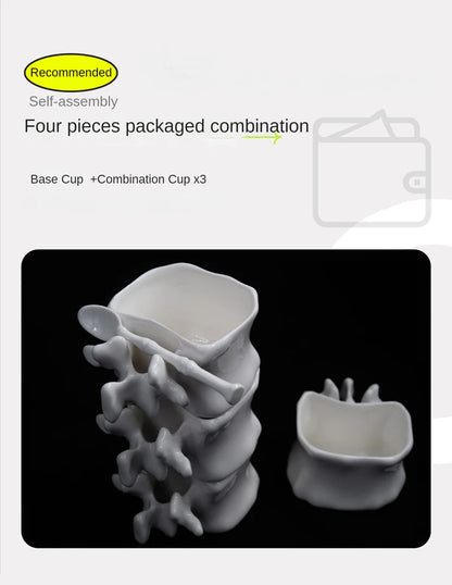 TingKe-Nordic Ins Style Creative Spine Shape Combination Ceramic Coffee Cup, Water Cup, Funny Orthopedic Doctor Gift, Bone Mug