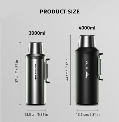 Stainless Steel Thermos Bottle, Vacuum Flask, Large Capacity, Outdoor Portable Thermal Jug, Insulated Water Bottle, 3.0L, 4.0L