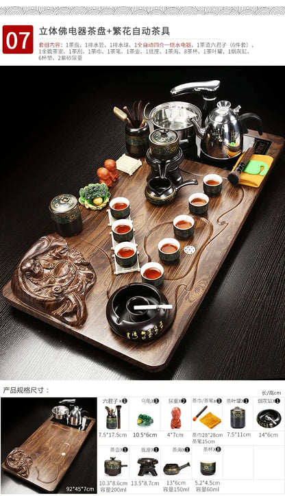 Solid Wood Tea Tray Purple Sand Kung Fu Tea Set Home  Induction Cooker Drinkware Tazas De Te Coffeeware Teawar